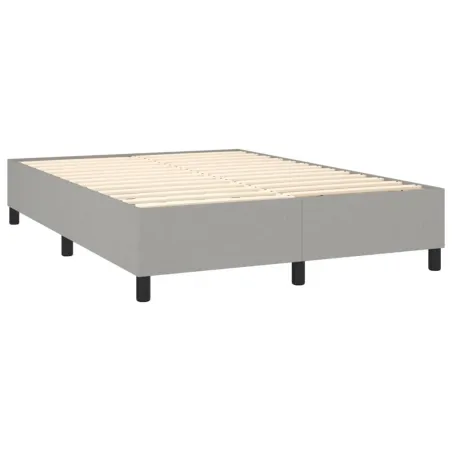Sommier à lattes de lit et matelas et LED Gris clair 140x190 cm