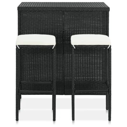 Ensemble de bar 3 pcs Résine tressée Noir 2