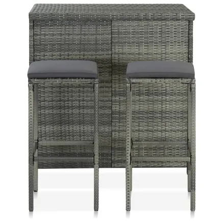 Ensemble de bar 3 pcs Résine tressée Gris 2