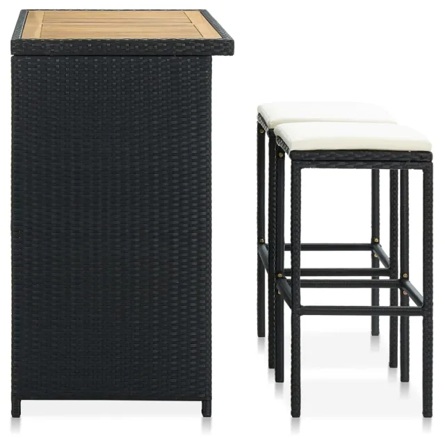 Ensemble de bar 3 pcs Résine tressée Noir