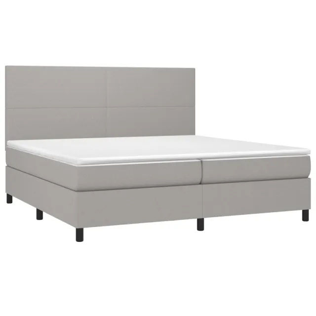 Sommier à lattes de lit et matelas et LED Gris clair 200x200 cm