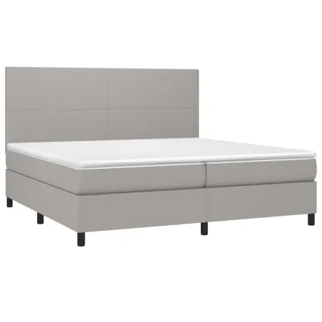 Sommier à lattes de lit et matelas et LED Gris clair 200x200 cm