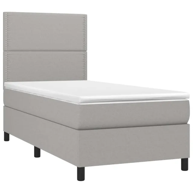 Sommier à lattes de lit avec matelas et LED Gris clair 90x200cm
