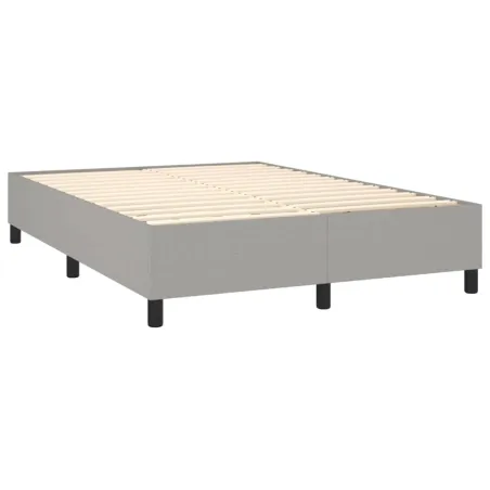 Sommier à lattes de lit et matelas et LED Gris clair 140x190 cm