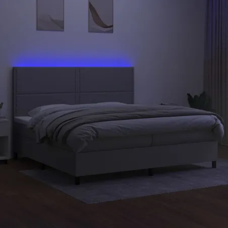 Sommier à lattes de lit et matelas et LED Gris clair 200x200 cm