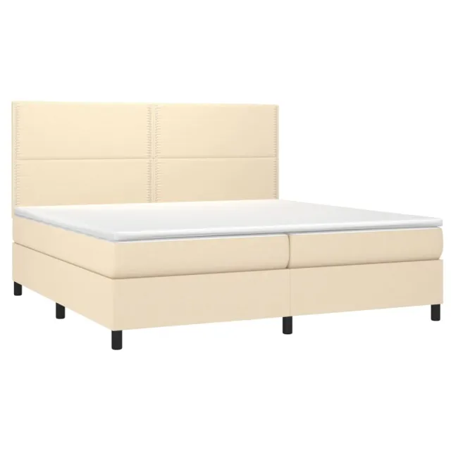 Sommier à lattes de lit et matelas et LED Crème 200x200cm Tissu