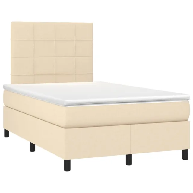 Sommier à lattes de lit et matelas et LED Crème 120x200cm Tissu