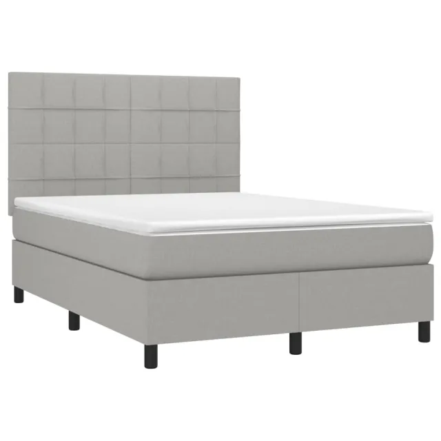 Sommier à lattes de lit et matelas et LED Gris clair 140x190 cm