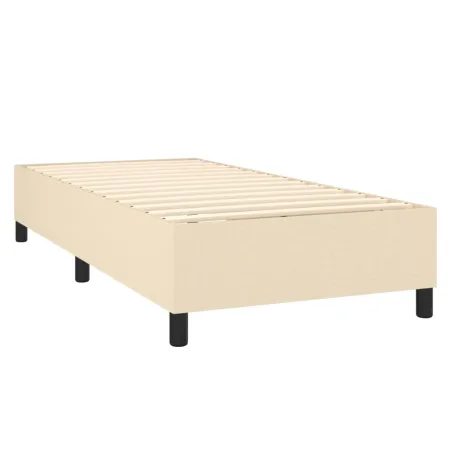 Sommier à lattes de lit et matelas et LED Crème 100x200cm Tissu