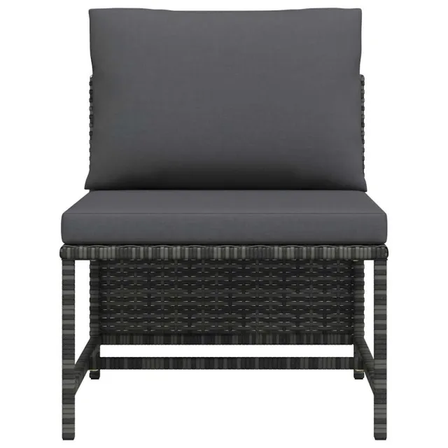 Canapé central sectionnel avec coussins Gris Résine tressée