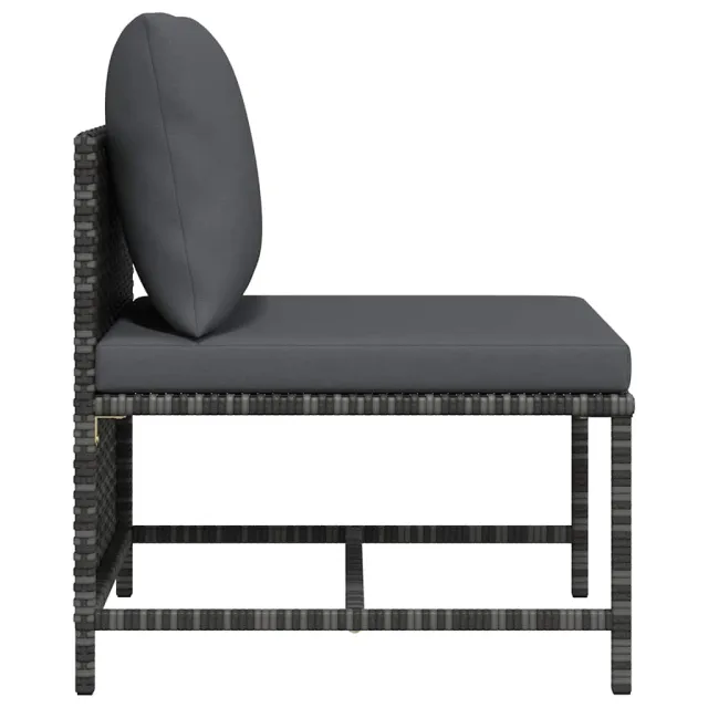 Canapé central sectionnel avec coussins Gris Résine tressée