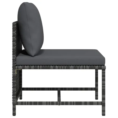 Canapé central sectionnel avec coussins Gris Résine tressée