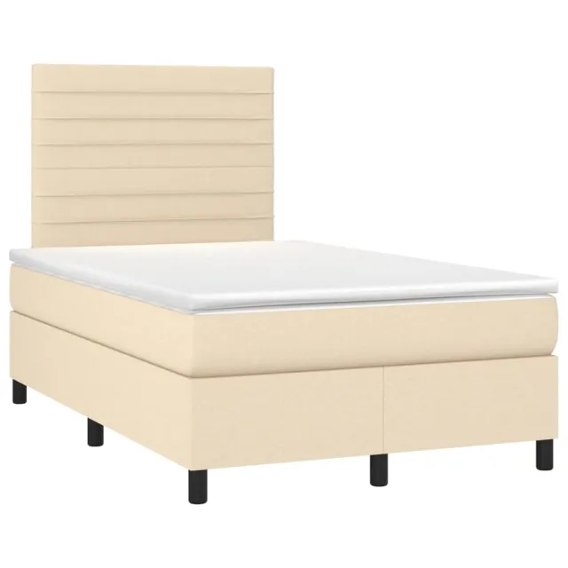 Sommier à lattes de lit et matelas et LED Crème 120x200cm Tissu