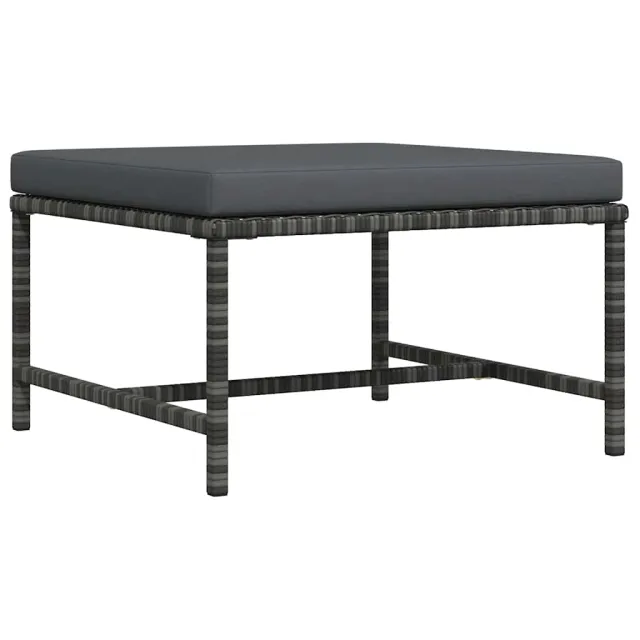 Repose-pied sectionnel avec coussin Gris Résine tressée