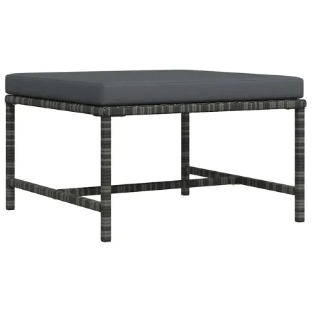 Repose-pied sectionnel avec coussin Gris Résine tressée