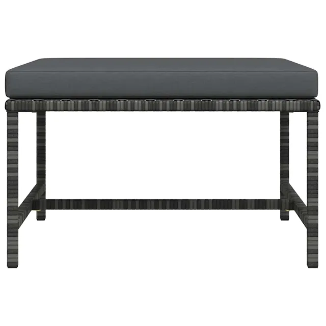 Repose-pied sectionnel avec coussin Gris Résine tressée