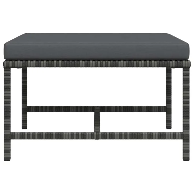 Repose-pied sectionnel avec coussin Gris Résine tressée