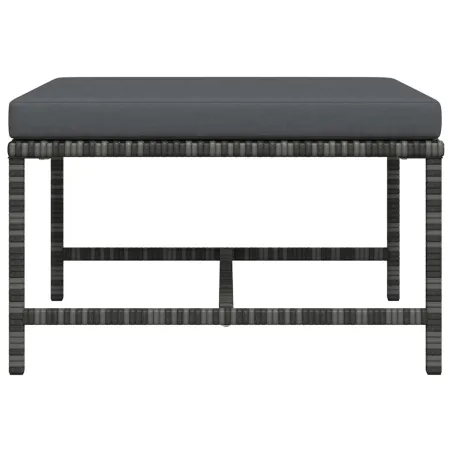 Repose-pied sectionnel avec coussin Gris Résine tressée