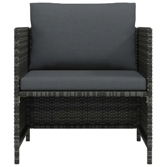 Canapé de jardin avec coussins Gris Résine tressée