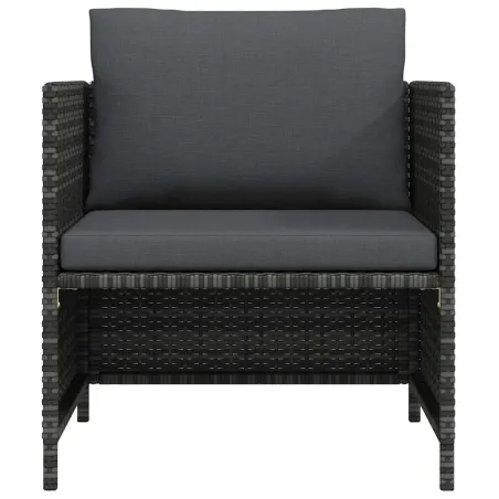Canapé de jardin avec coussins Gris Résine tressée