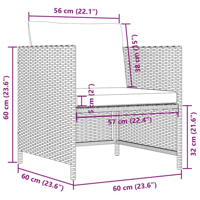 Canapé de jardin avec coussins Gris Résine tressée