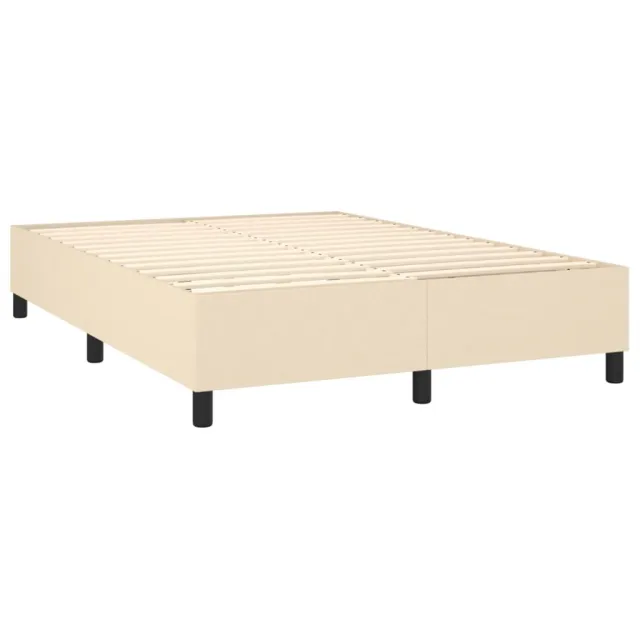 Sommier à lattes de lit et matelas et LED Crème 140x200cm Tissu