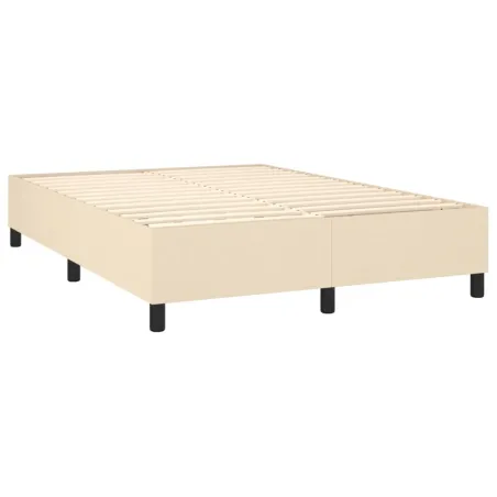 Sommier à lattes de lit et matelas et LED Crème 140x200cm Tissu