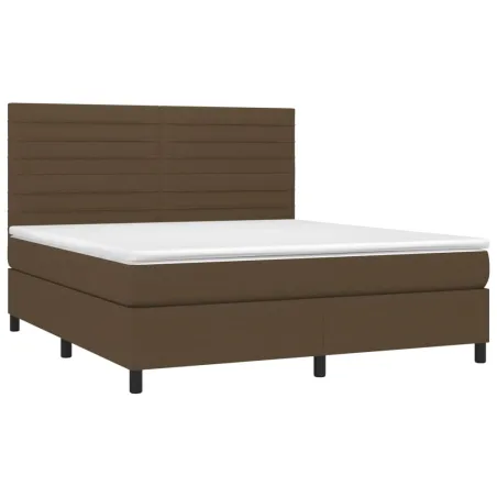Sommier à lattes de lit matelas et LED Marron foncé 160x200 cm