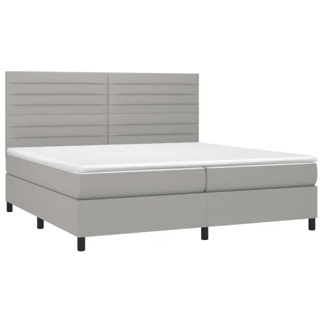 Sommier à lattes de lit et matelas et LED Gris clair 200x200 cm