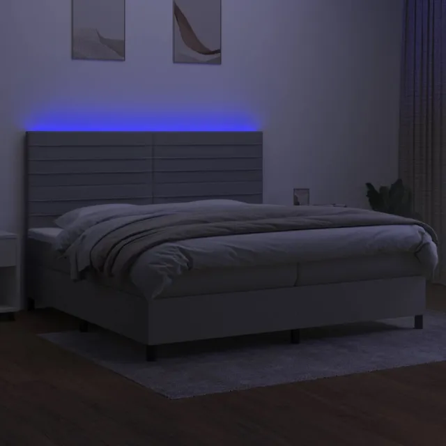 Sommier à lattes de lit et matelas et LED Gris clair 200x200 cm
