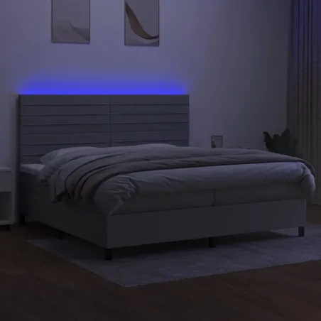 Sommier à lattes de lit et matelas et LED Gris clair 200x200 cm