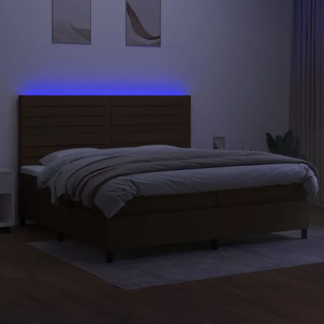Sommier à lattes de lit matelas et LED Marron foncé 200x200 cm