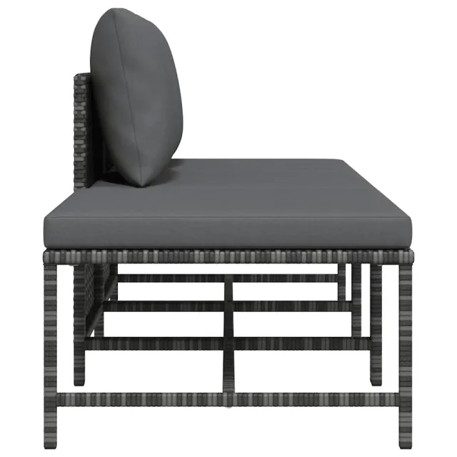 Salon de jardin 3 pcs avec coussins Gris Résine tressée