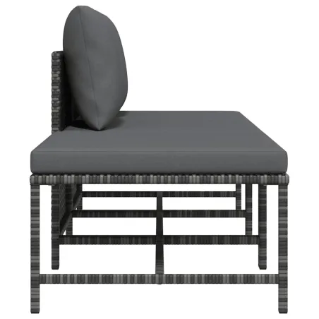 Salon de jardin 3 pcs avec coussins Gris Résine tressée