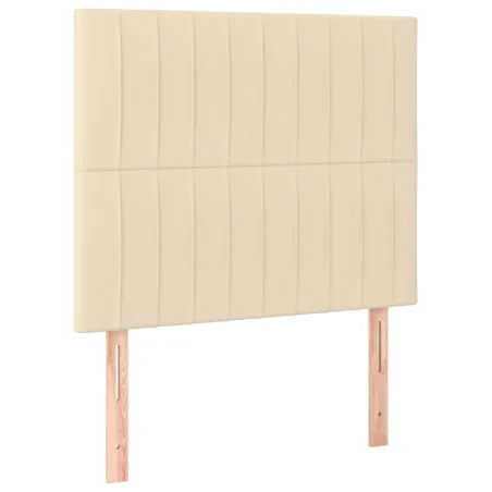 Sommier à lattes de lit et matelas et LED Crème 100x200cm Tissu