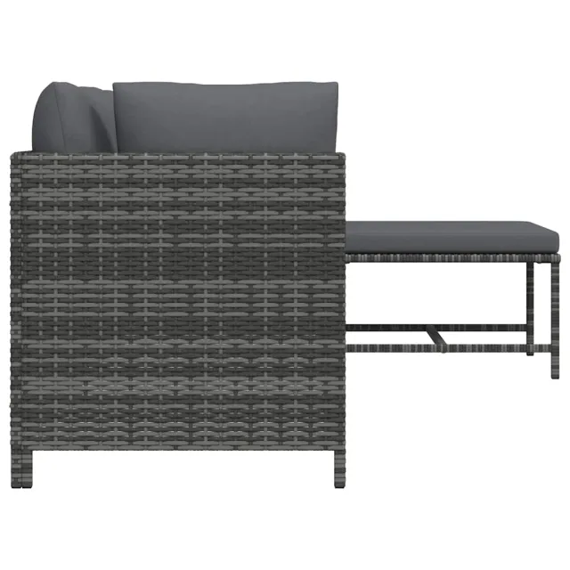 Salon de jardin 4 pcs avec coussins Résine tressée Gris