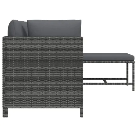 Salon de jardin 4 pcs avec coussins Résine tressée Gris