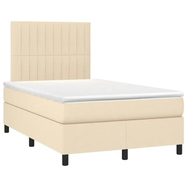 Sommier à lattes de lit et matelas et LED Crème 120x200cm Tissu
