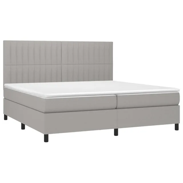 Sommier à lattes de lit et matelas et LED Gris clair 200x200 cm