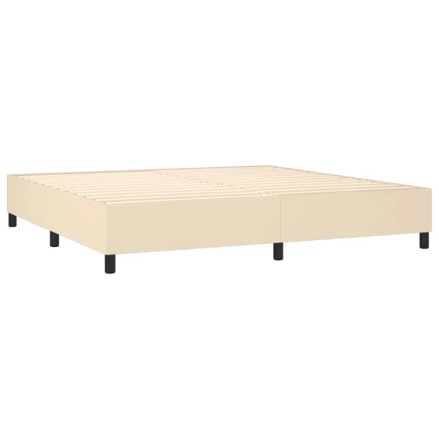 Sommier à lattes de lit et matelas et LED Crème 200x200cm Tissu