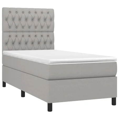 Sommier à lattes de lit avec matelas et LED Gris clair 90x200cm