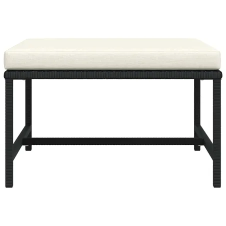 Repose-pied sectionnel avec coussin Noir Résine tressée