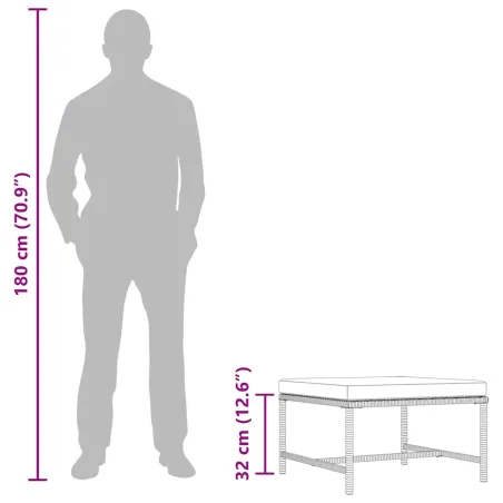 Repose-pied sectionnel avec coussin Noir Résine tressée