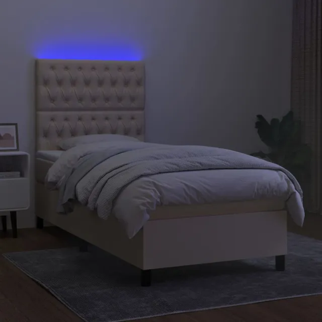 Sommier à lattes de lit avec matelas et LED Crème 100x200 cm