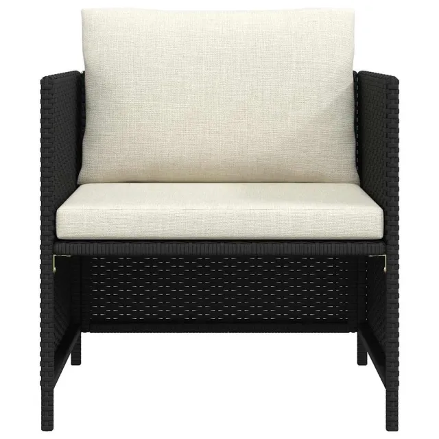 Canapé de jardin avec coussins Noir Résine tressée