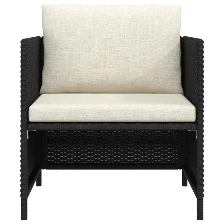 Canapé de jardin avec coussins Noir Résine tressée