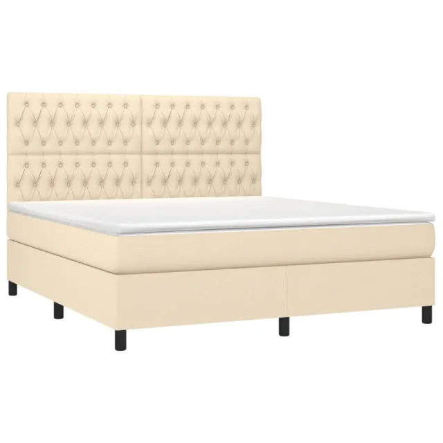 Sommier à lattes de lit et matelas et LED Crème 180x200cm Tissu