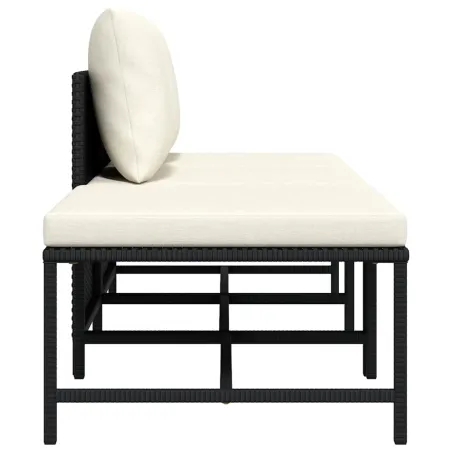 Canapés de jardin 3 pcs avec coussins Noir Résine tressée