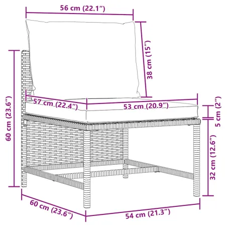Canapés de jardin 3 pcs avec coussins Noir Résine tressée