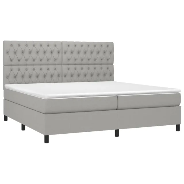 Sommier à lattes de lit et matelas et LED Gris clair 200x200 cm